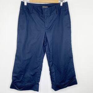 Banana Republic Factory Navy Blue Stretch Straight Cropped Pants Women's Size 8